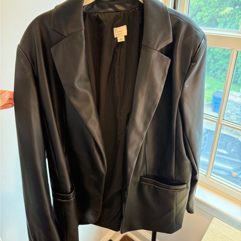 A New Day Black Faux Leather Blazer